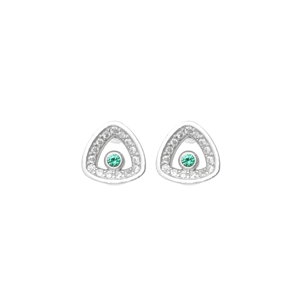 925 Silver Emerald Gleam Triangle Studs - 925 sterling silver earrings by Tassya Silver