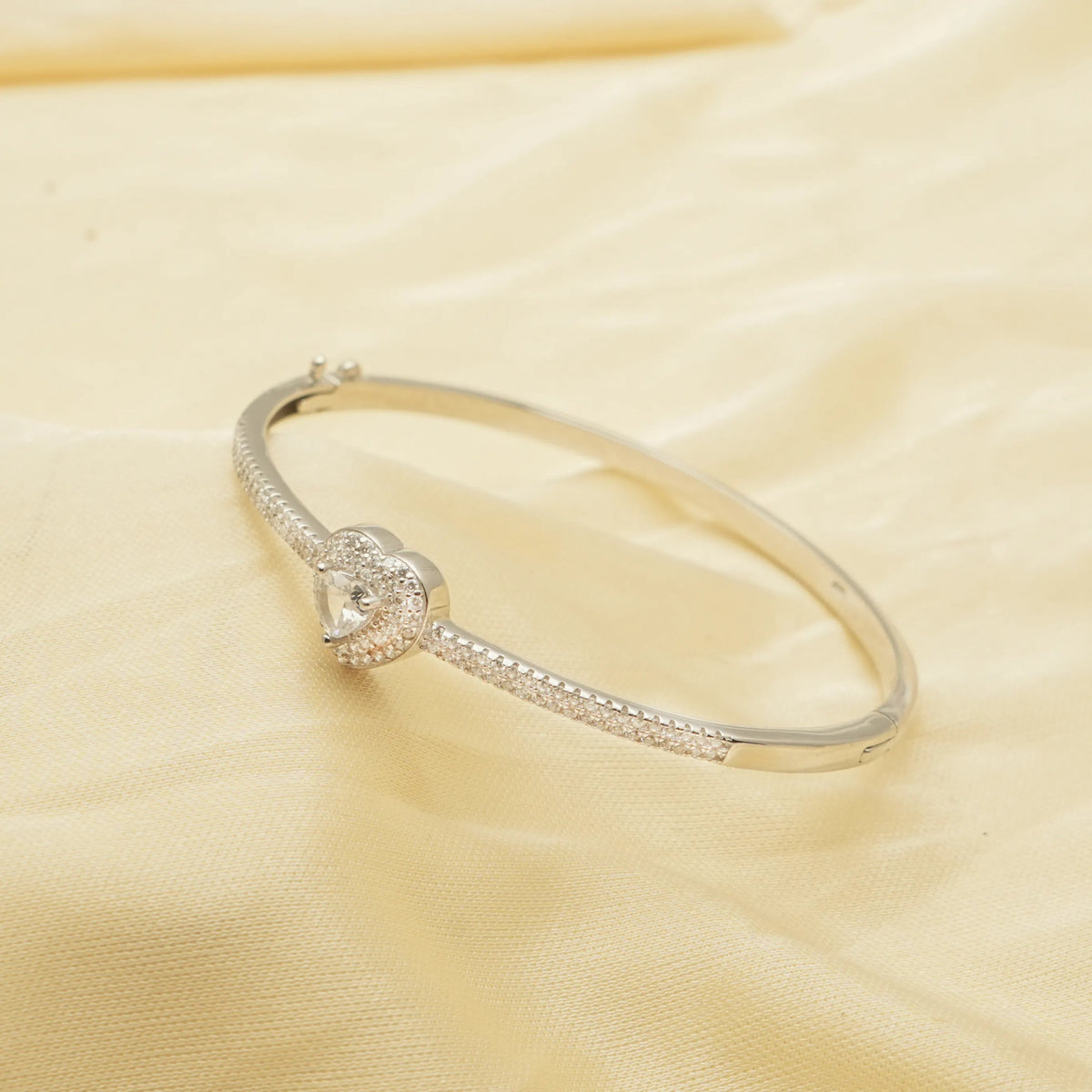 925 Silver Eternal Love Heart Kada - 925 sterling silver bracelet by Tassya Silver