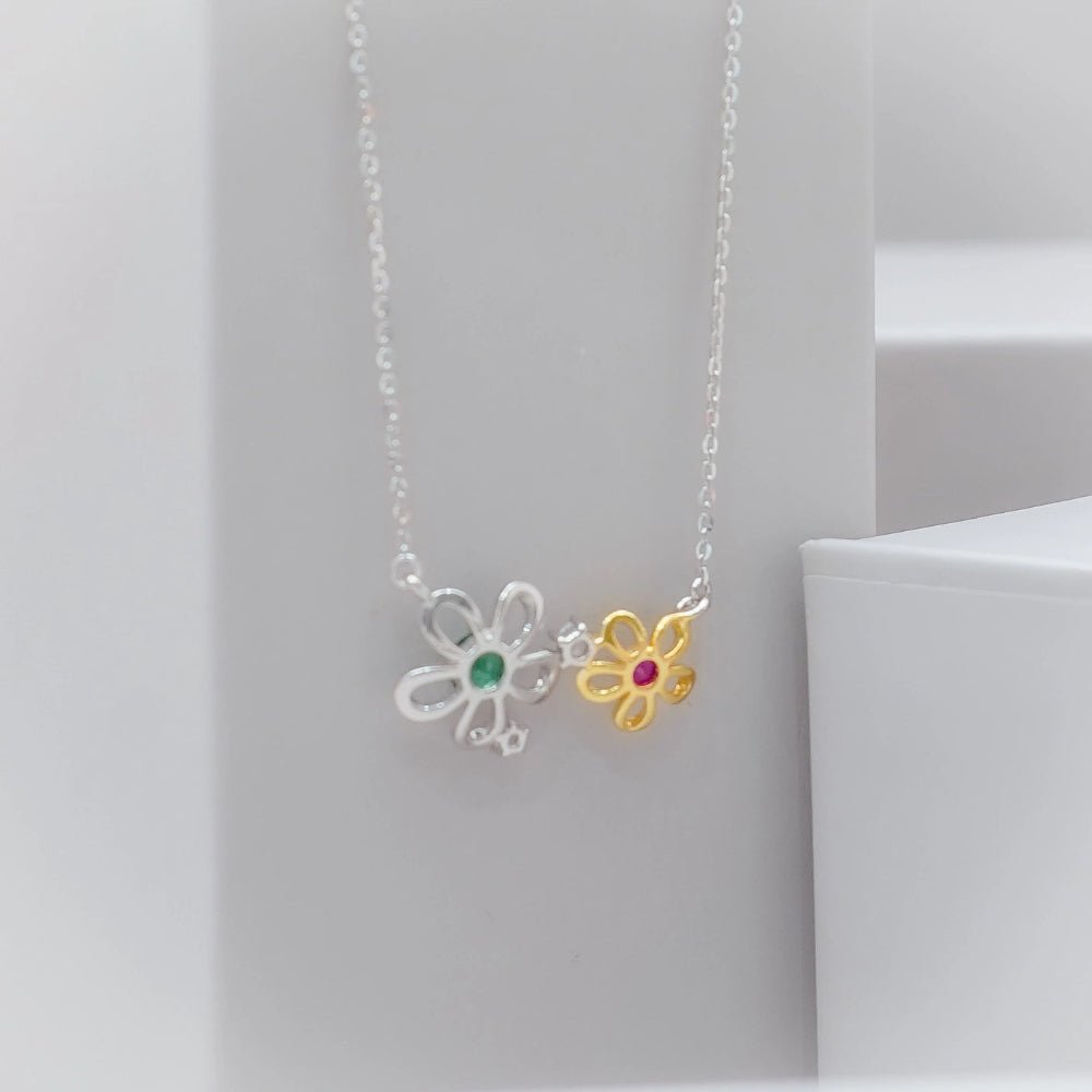 925 Silver Floral Fusion Chain Pendant - 925 sterling silver pendant by Tassya Silver