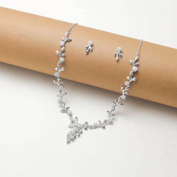 925 Silver Floral Necklace Set