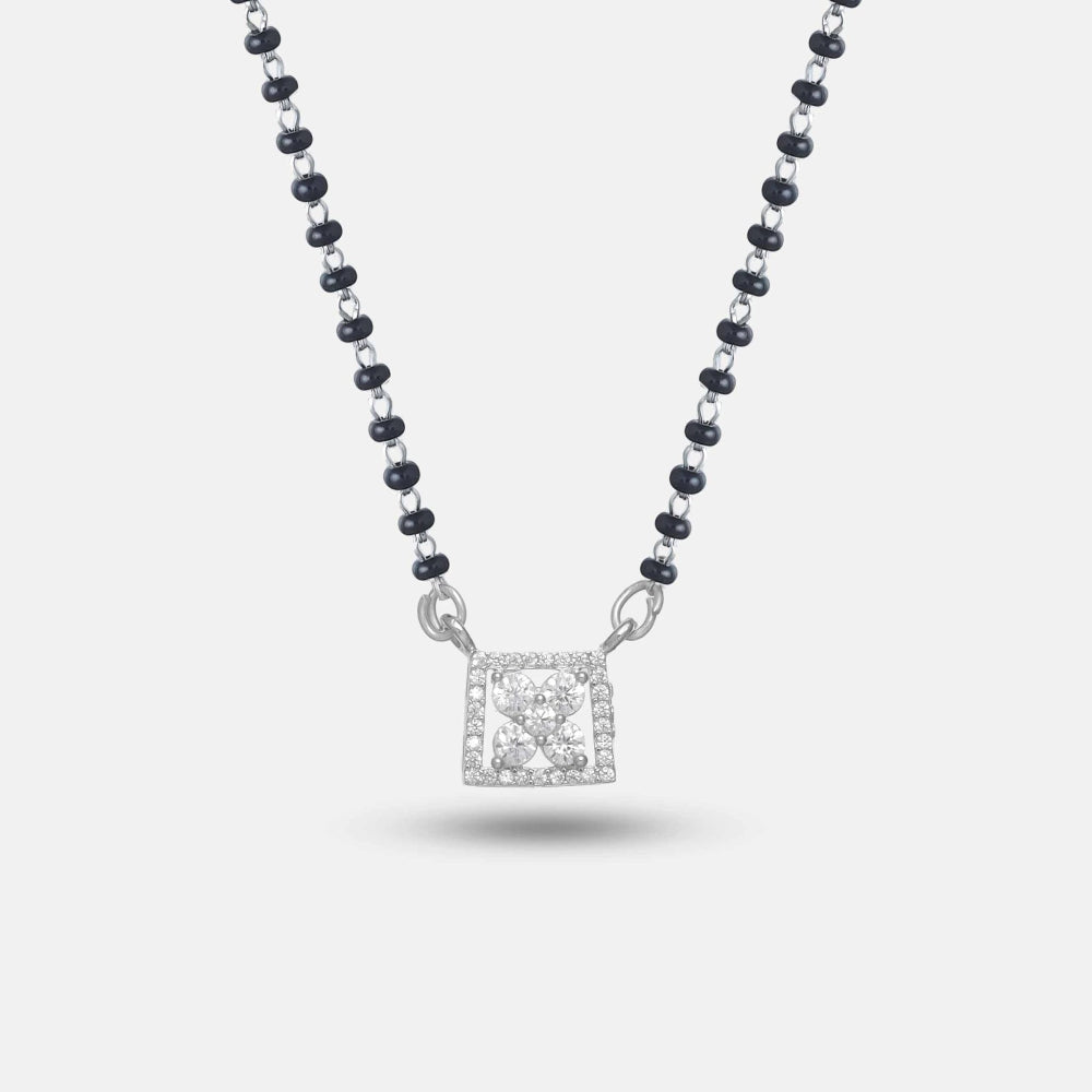 925 Silver Floral Square Mangalsutra - 925 sterling silver mangalsutra by Tassya Silver