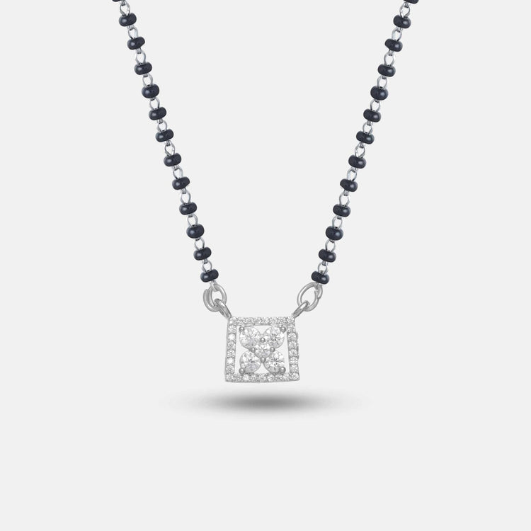 925 Silver Floral Square Mangalsutra - 925 sterling silver mangalsutra by Tassya Silver