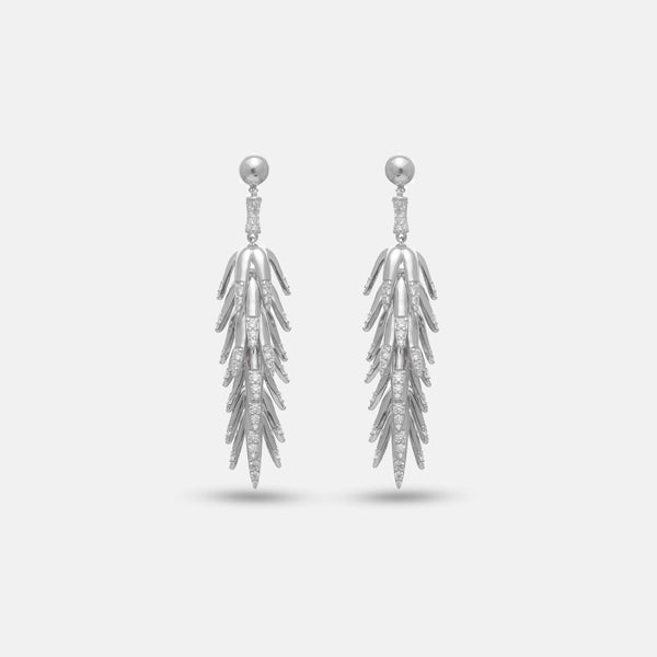 925 Silver Frost Fern Drop Earrings