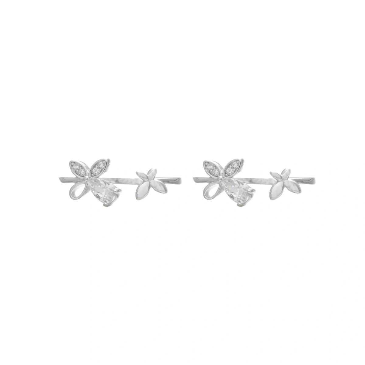 925 Silver Frosted Butterfly Whisper Toe Rings – Pack of 2 - 925 sterling silver ring by Tassya Silver