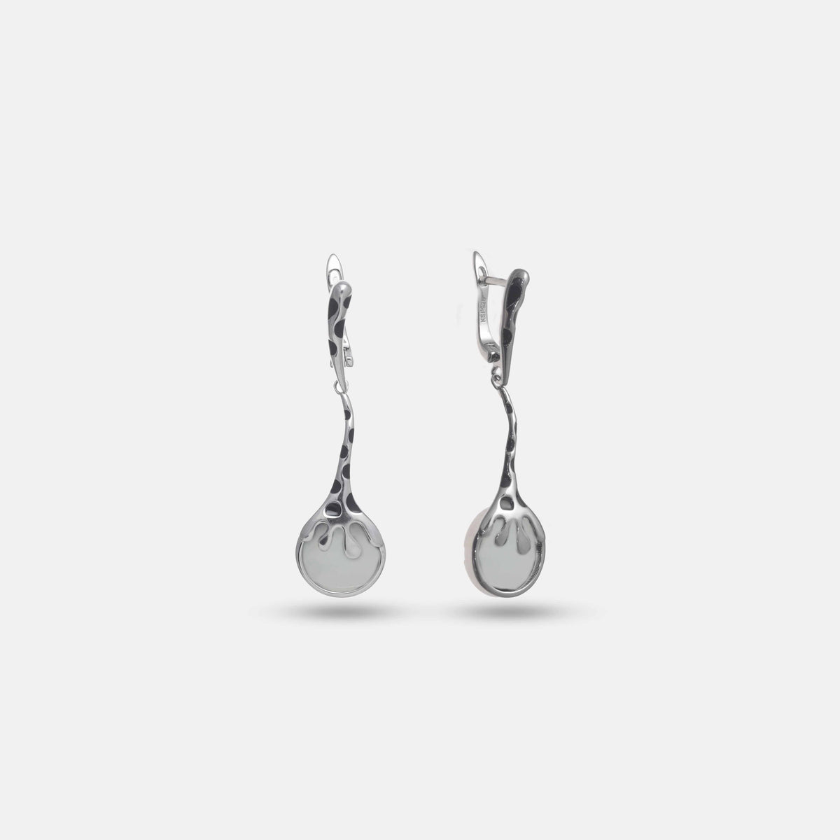 925 Silver Frosted Splash Drops - 925 sterling silver earrings by Tassya Silver