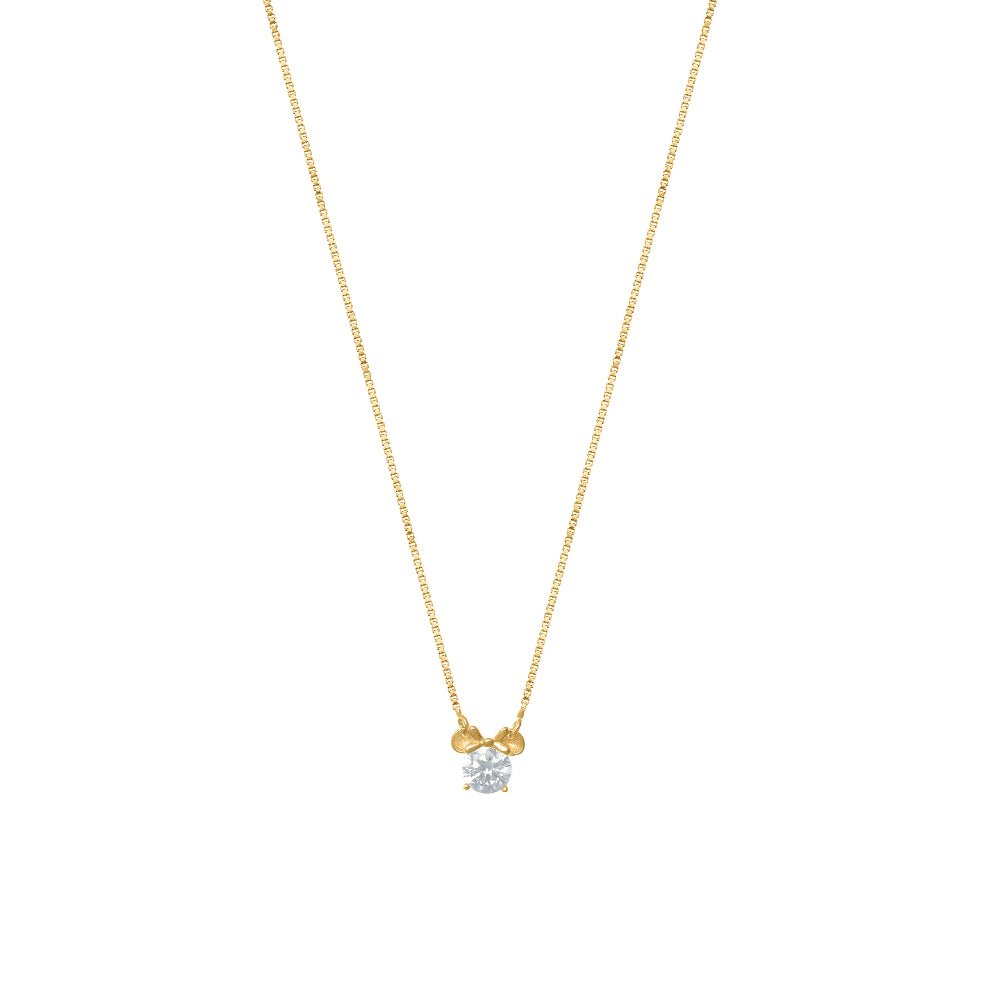 925 Silver Gold Accent Solitaire Chain Pendant - 925 sterling silver pendant by Tassya Silver