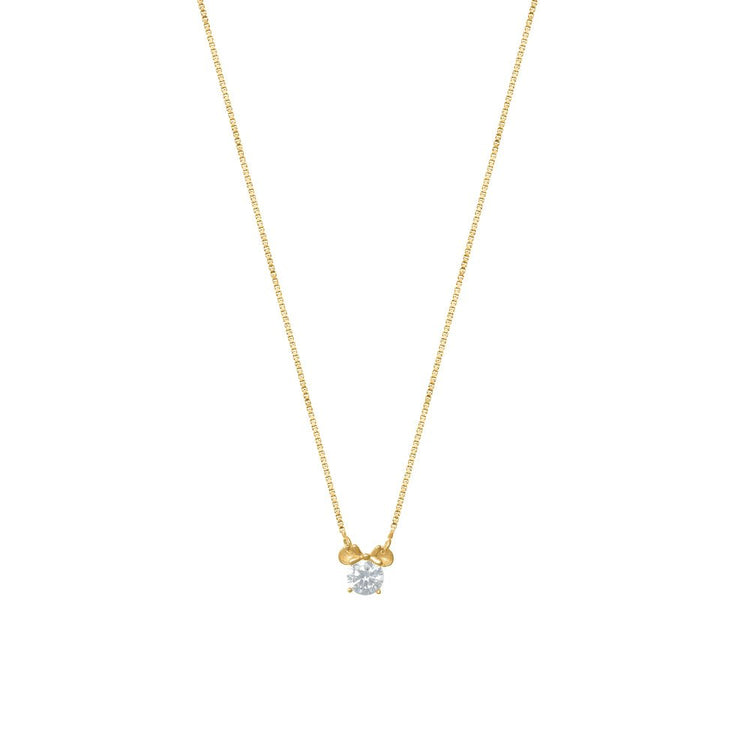 925 Silver Gold Accent Solitaire Chain Pendant - 925 sterling silver pendant by Tassya Silver