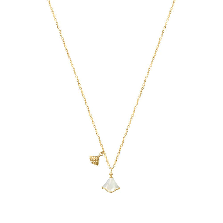 925 Silver Gold Fan & Bell Chain Pendant - 925 sterling silver pendant by Tassya Silver