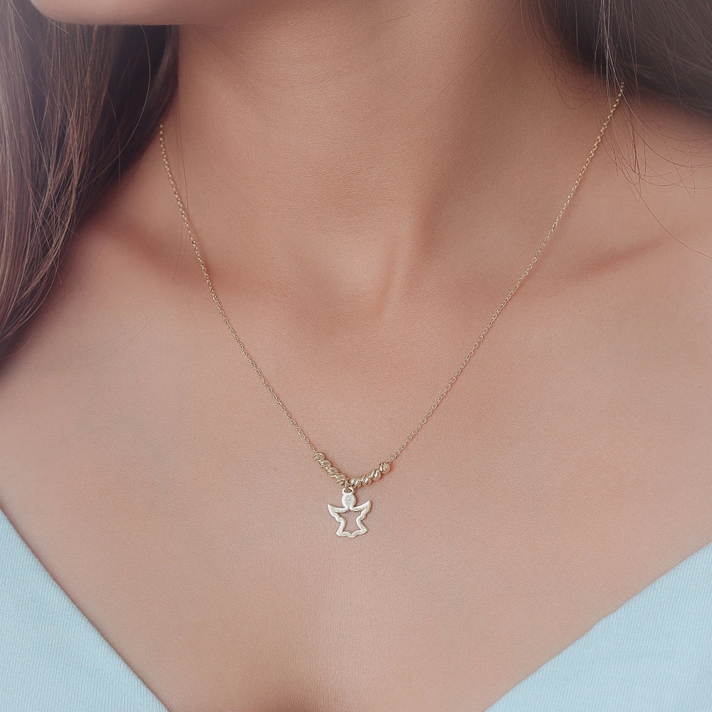 925 Silver Gold-Plated Angel Pendant - 925 sterling silver pendant by Tassya Silver