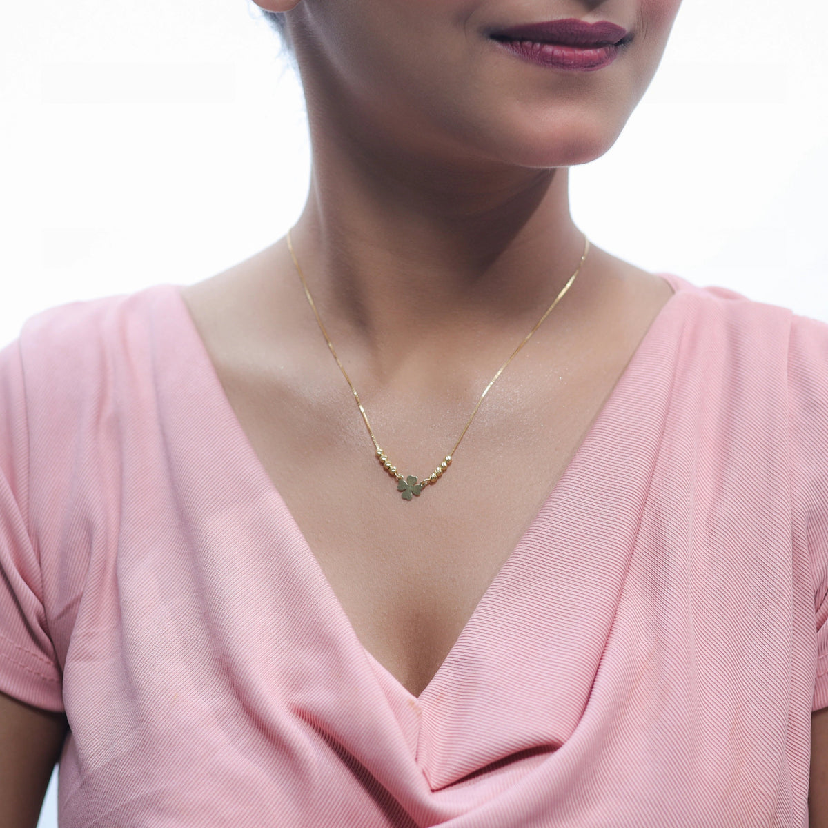 925 Silver Golden Clover Chain Pendant - 925 sterling silver pendant by Tassya Silver