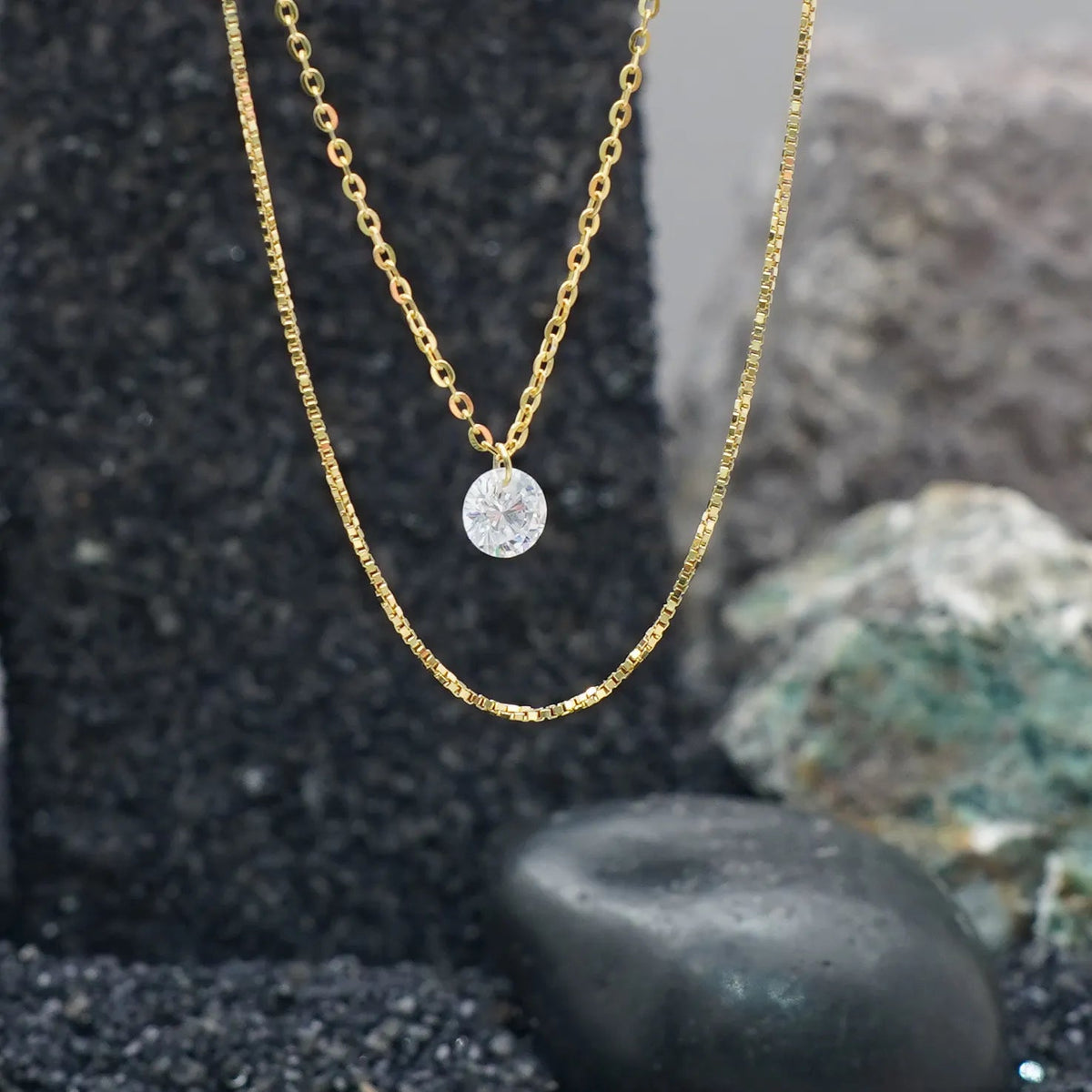 925 Silver Golden Glow Chain Pendant - 925 sterling silver pendant by Tassya Silver
