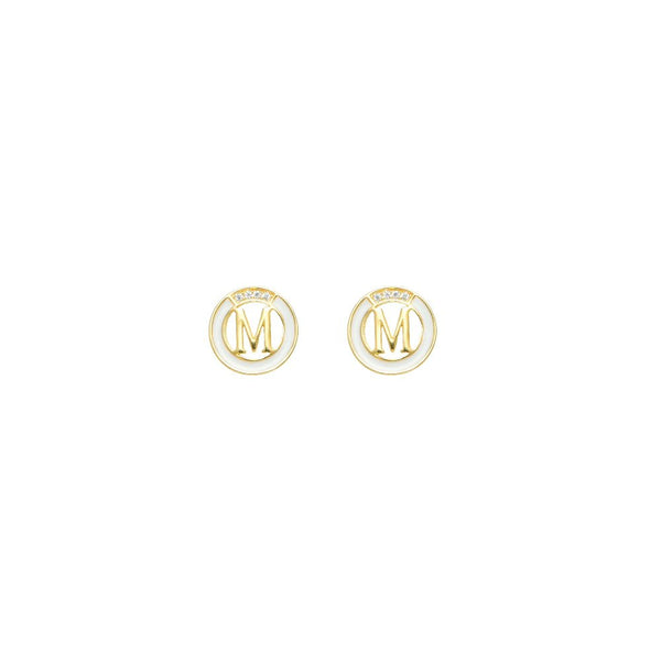 925 Silver Golden Initial M Studs for Baby