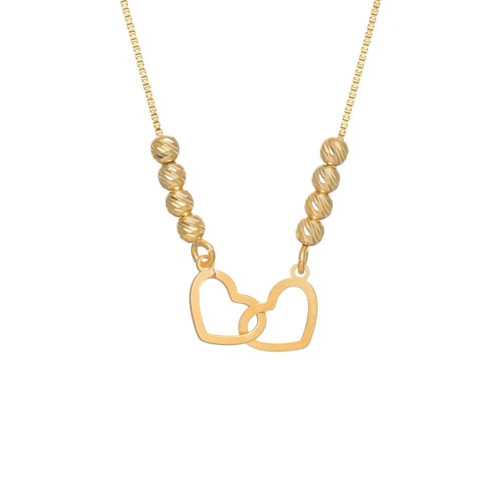 925 Silver Golden Interlocked Heart Chain Pendant - 925 sterling silver pendant by Tassya Silver