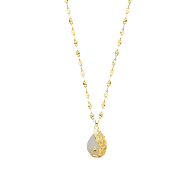 925 Silver Golden Leaf Embrace Chain Pendant
