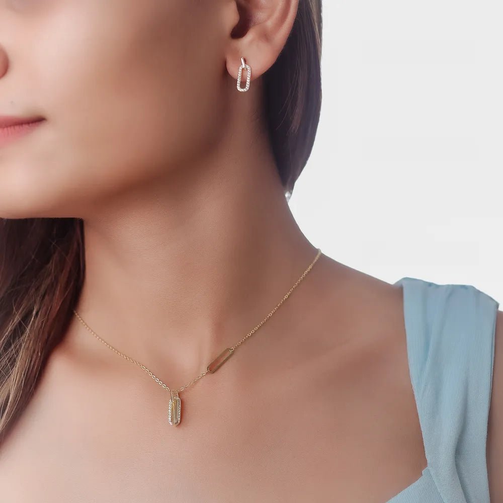 925 Silver Golden Link Chain Pendant Top - 925 sterling silver pendant by Tassya Silver