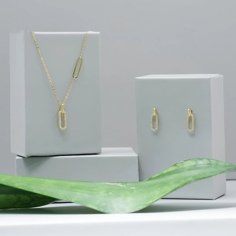 925 Silver Golden Link Chain Pendant Top - 925 sterling silver pendant by Tassya Silver