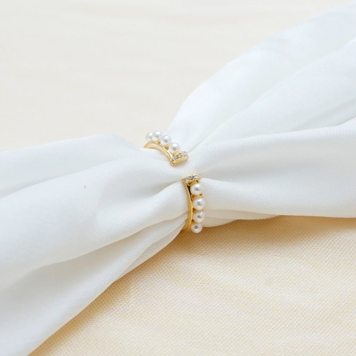 925 Golden Pearl Embrace Ring - 925 sterling silver ring by Tassya Silver