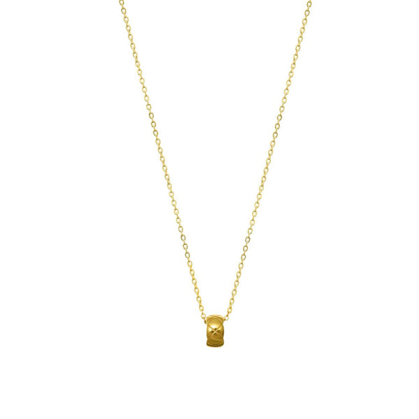 925 Silver Golden Textured Cylinder Chain Pendant