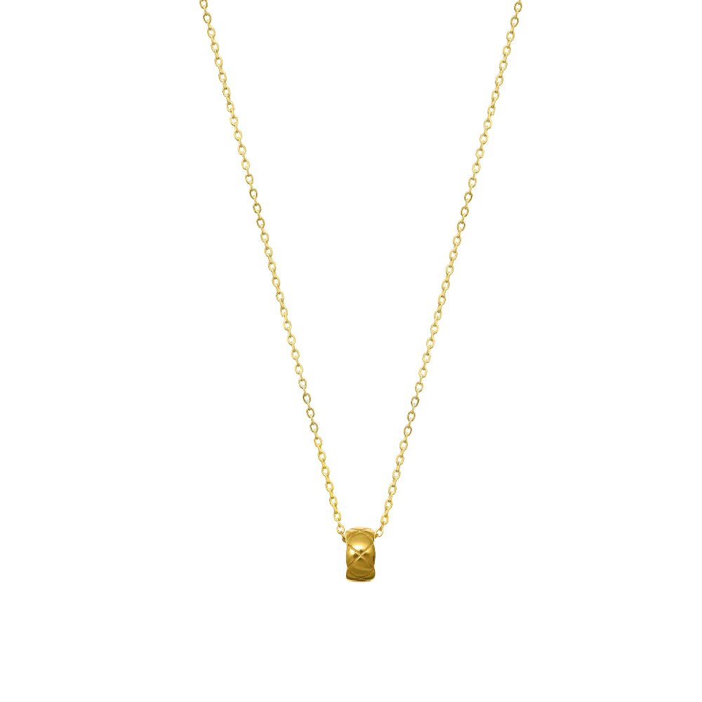 925 Silver Golden Textured Cylinder Chain Pendant - 925 sterling silver pendant by Tassya Silver