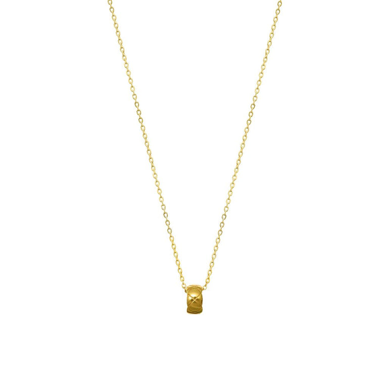 925 Silver Golden Textured Cylinder Chain Pendant - 925 sterling silver pendant by Tassya Silver