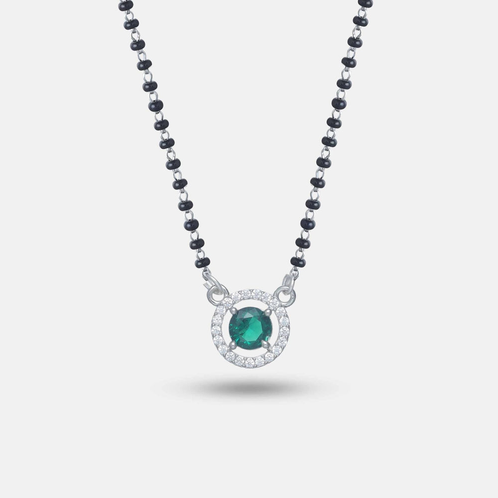 925 Silver Green Glow Mangalsutra - 925 sterling silver mangalsutra by Tassya Silver