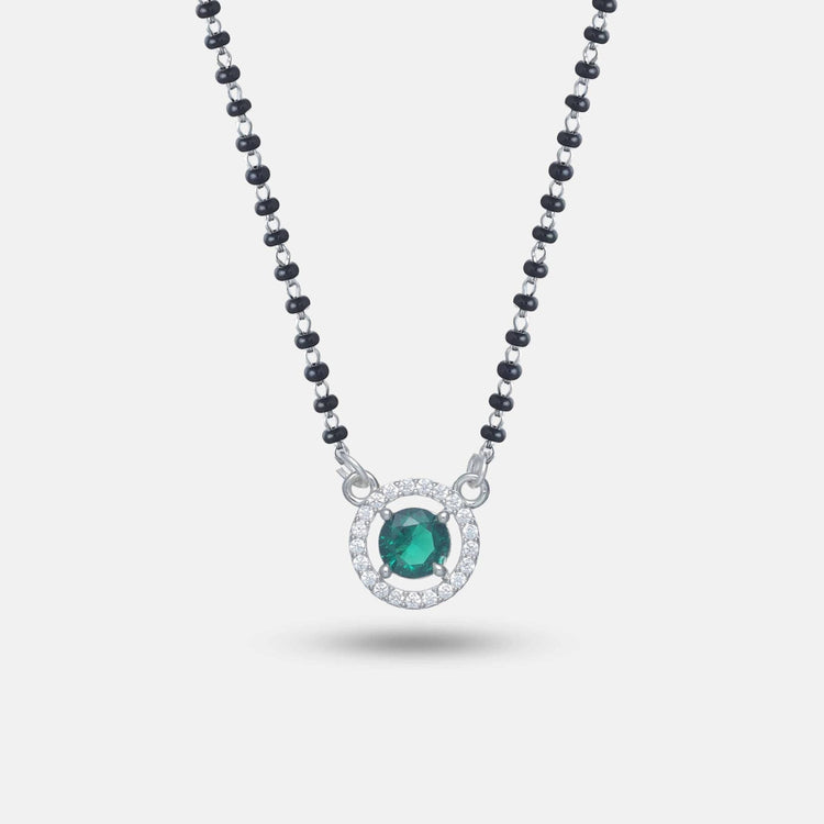 925 Silver Green Glow Mangalsutra - 925 sterling silver mangalsutra by Tassya Silver