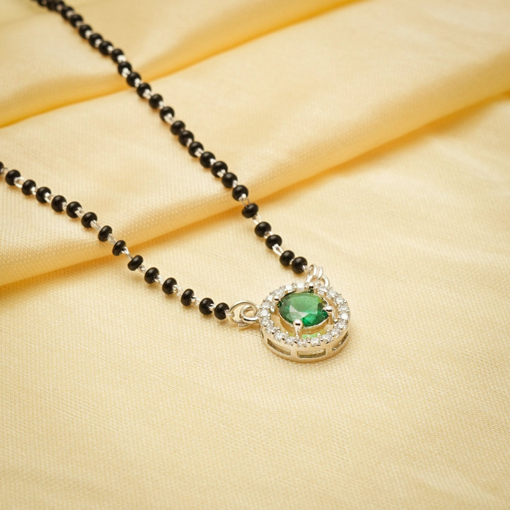 925 Silver Green Glow Mangalsutra - 925 sterling silver mangalsutra by Tassya Silver