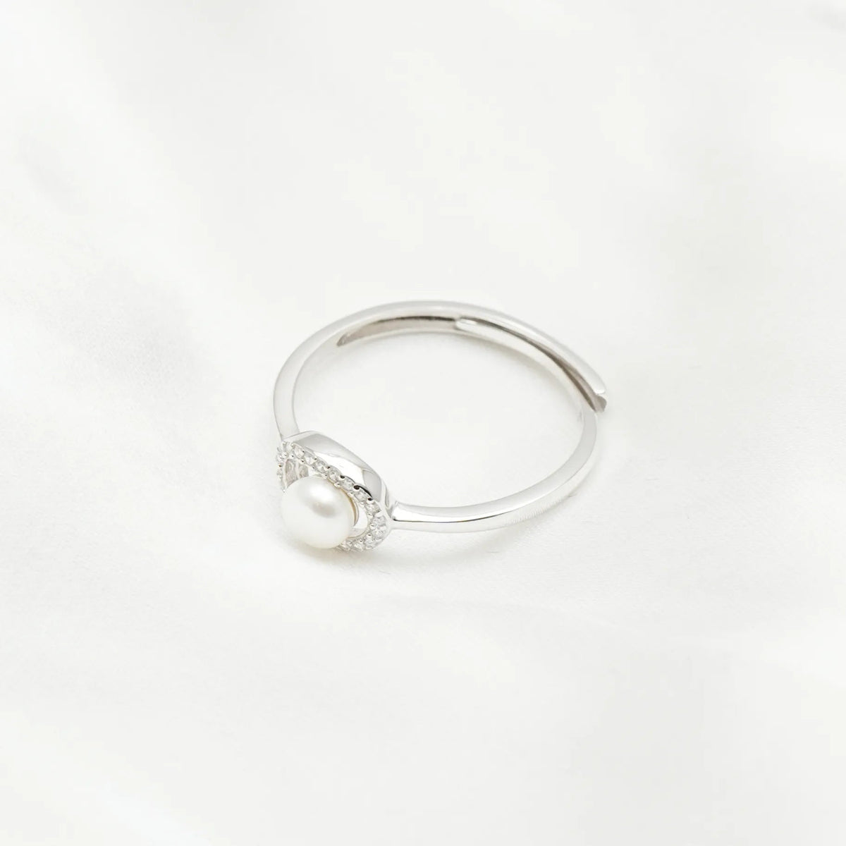 925 Silver Halo Pearl Whisper Ring - 925 sterling silver ring by Tassya Silver