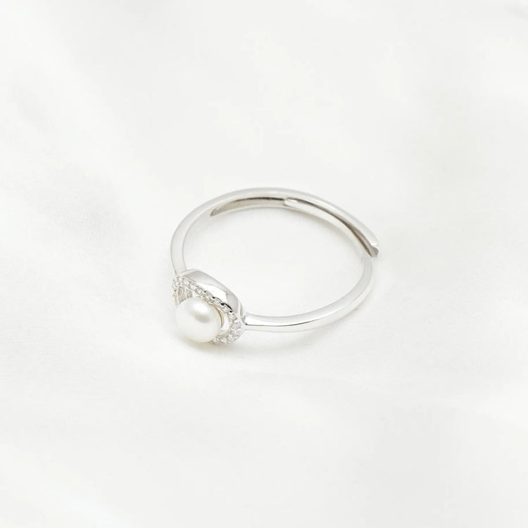 925 Silver Halo Pearl Whisper Ring - 925 sterling silver ring by Tassya Silver