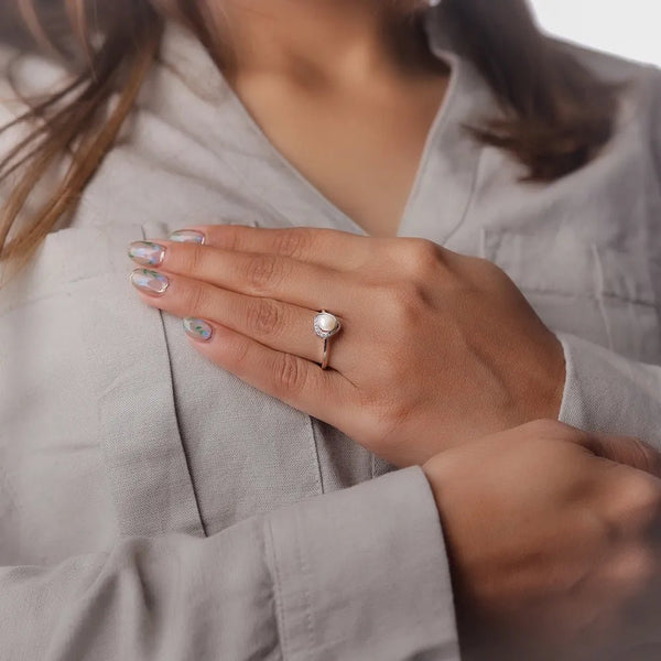 925 Silver Intertwined Pearl Ring