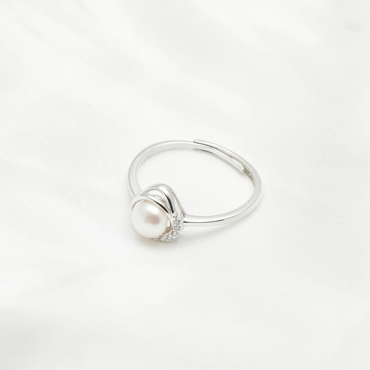925 Silver Intertwined Pearl Ring - 925 sterling silver ring by Tassya Silver