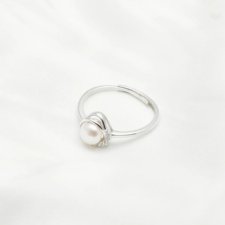 925 Silver Intertwined Pearl Ring - 925 sterling silver ring by Tassya Silver