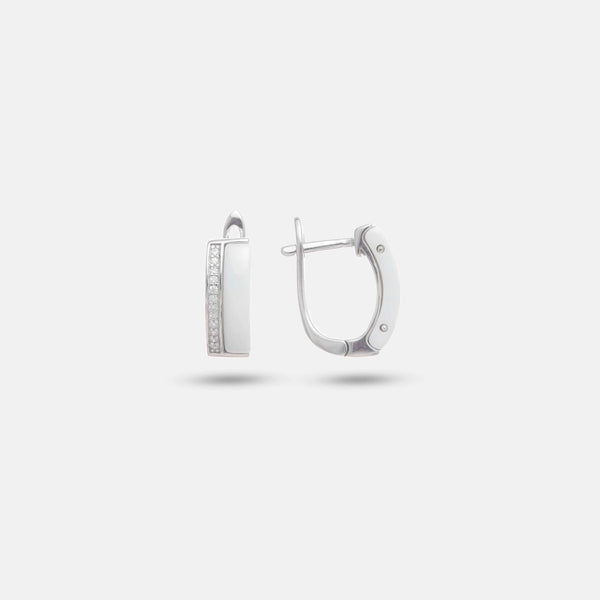 925 Silver Ivory Crest Hoop Earrings