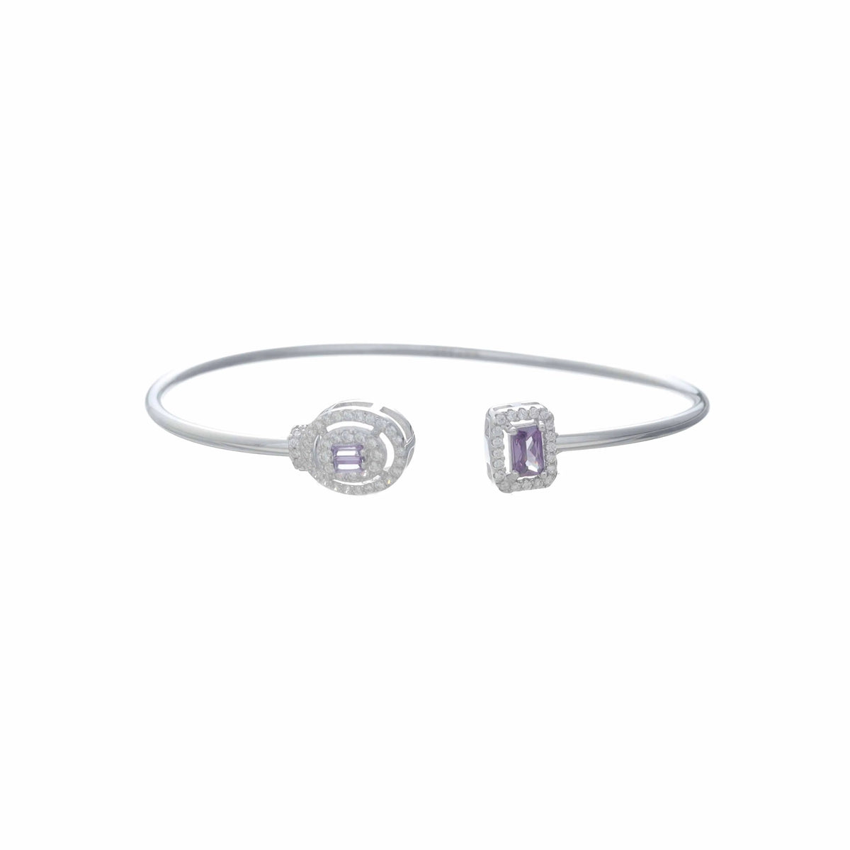 925 Silver Lavender Gleam Duo Kada - 925 sterling silver bracelet by Tassya Silver