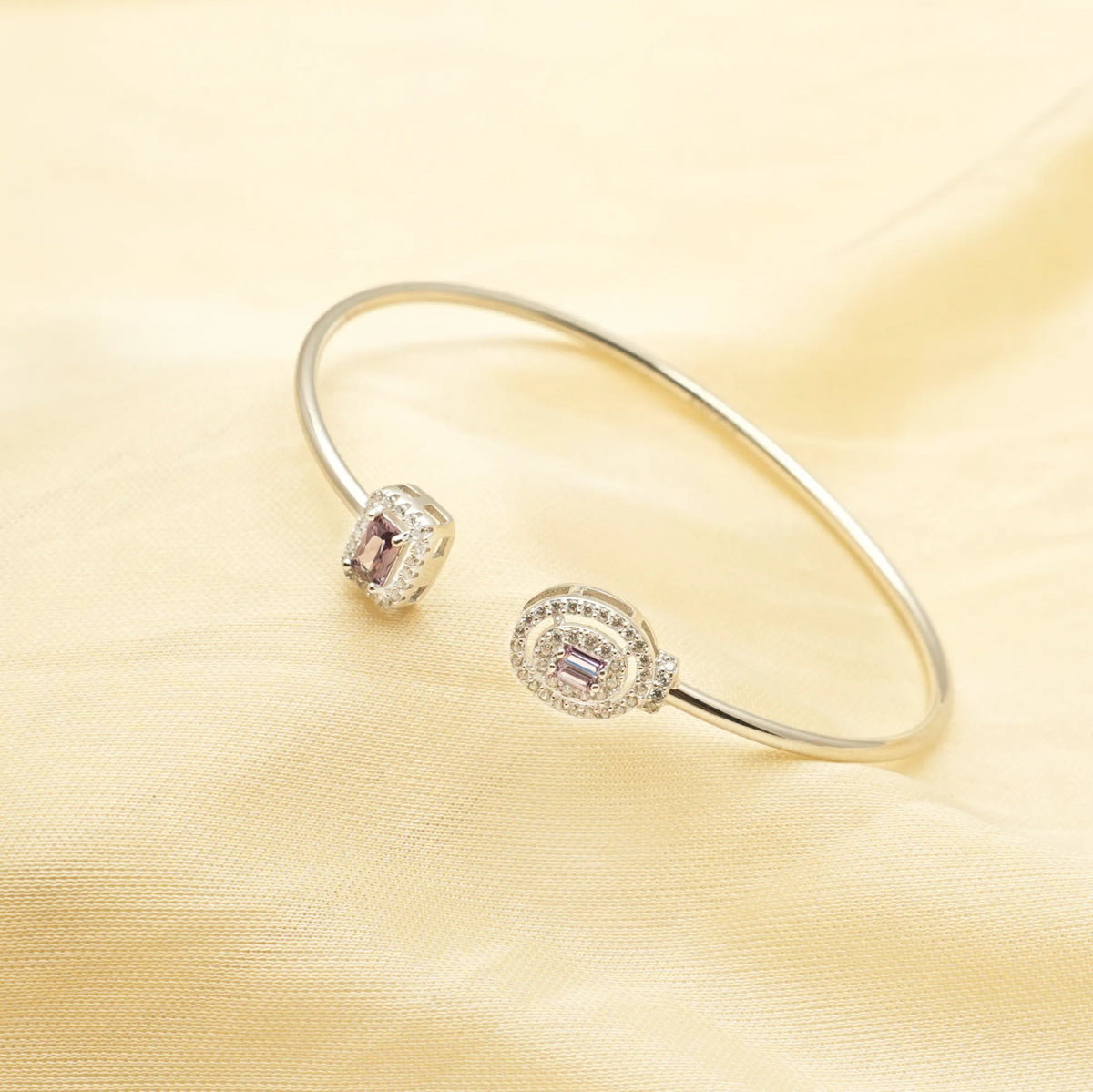 925 Silver Lavender Gleam Duo Kada - 925 sterling silver bracelet by Tassya Silver