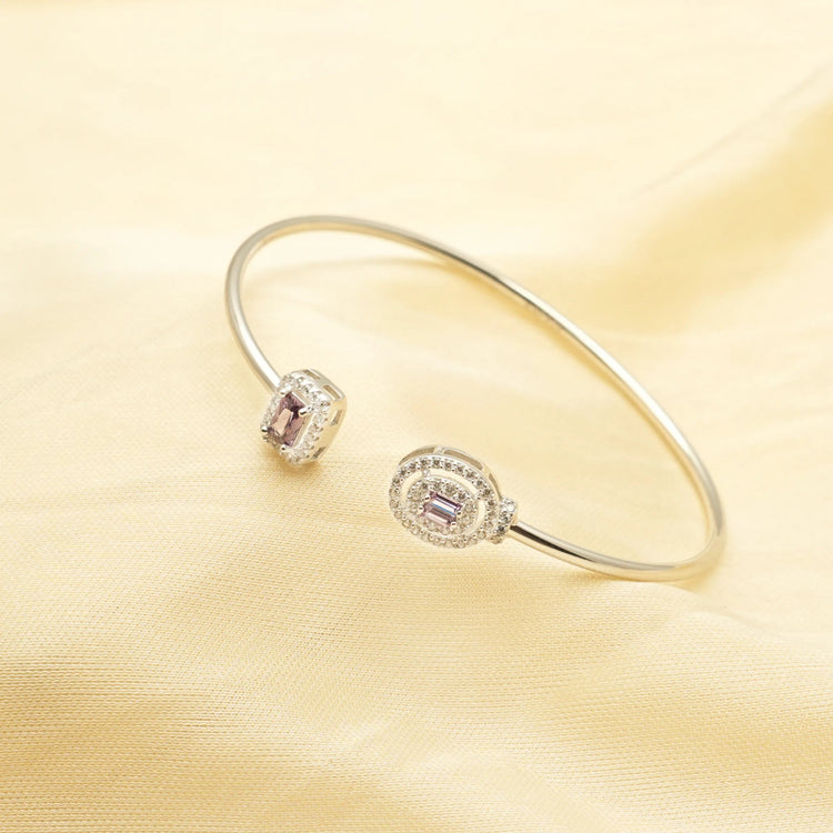 925 Silver Lavender Gleam Duo Kada - 925 sterling silver bracelet by Tassya Silver