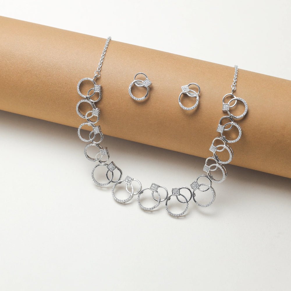 925 Silver Loop Necklace Set - 925 sterling silver necklace by Tassya Silver