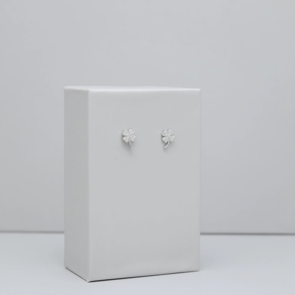 925 Silver Lucky Clover Earrings for Baby - 925 sterling silver earrings by Tassya Silver