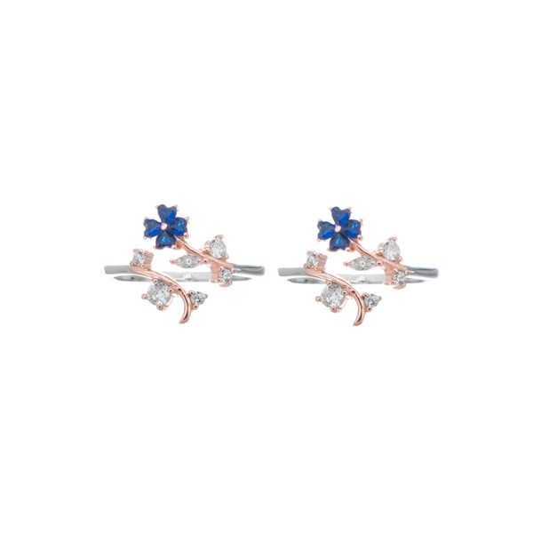 925 Silver Midnight Bloom Floral Toe Ring
