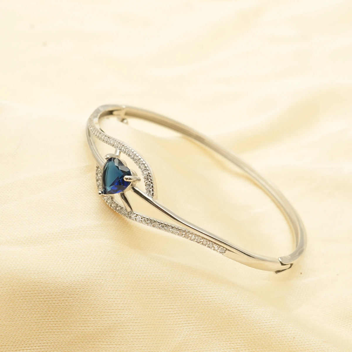 925 Silver Midnight Heart Kada - 925 sterling silver bracelet by Tassya Silver