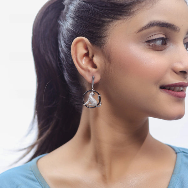 925 Silver Midnight Panther Hoop Earrings
