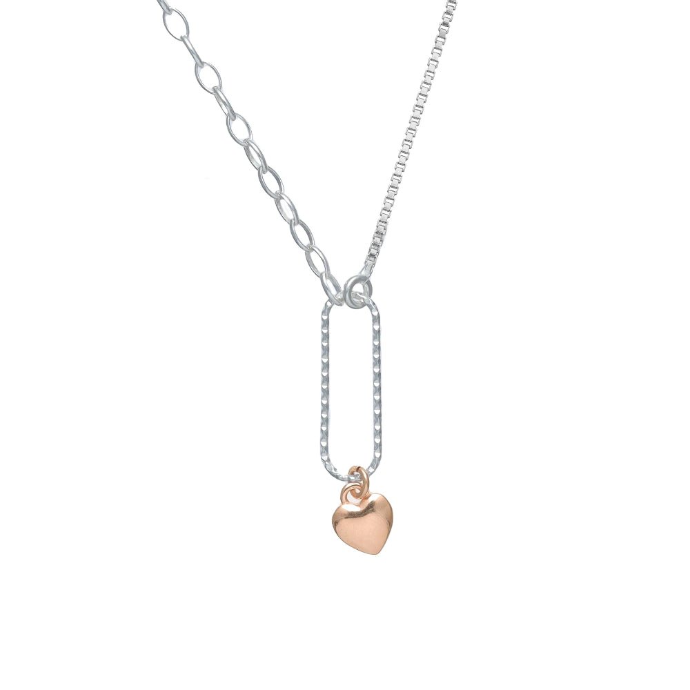 925 Silver Mixed Metal Heart Charm Chain Pendant - 925 sterling silver pendant by Tassya Silver