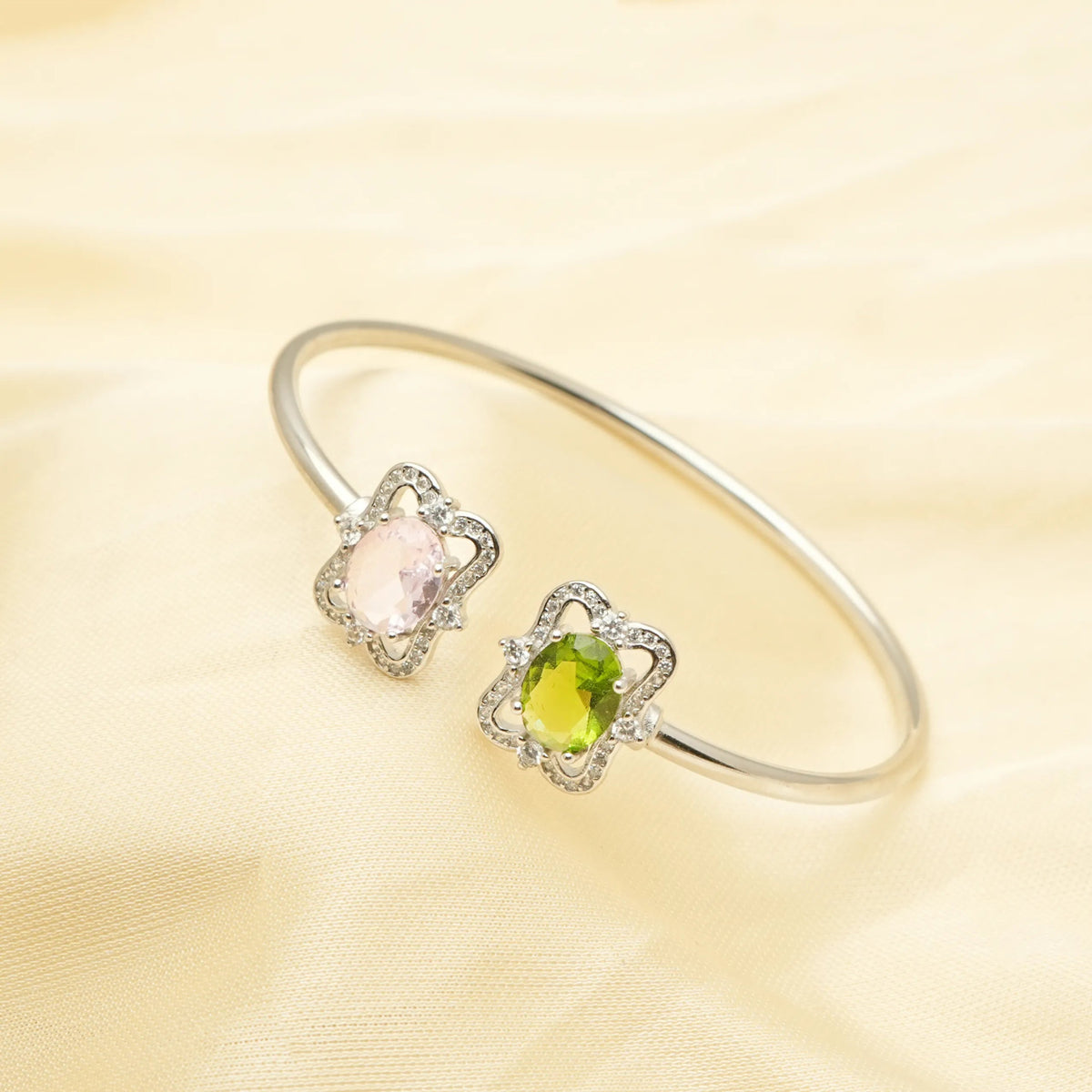 925 Silver Mystic Duo Gemstone Kada - 925 sterling silver bracelet by Tassya Silver