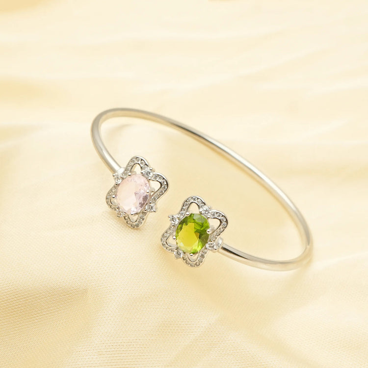 925 Silver Mystic Duo Gemstone Kada - 925 sterling silver bracelet by Tassya Silver