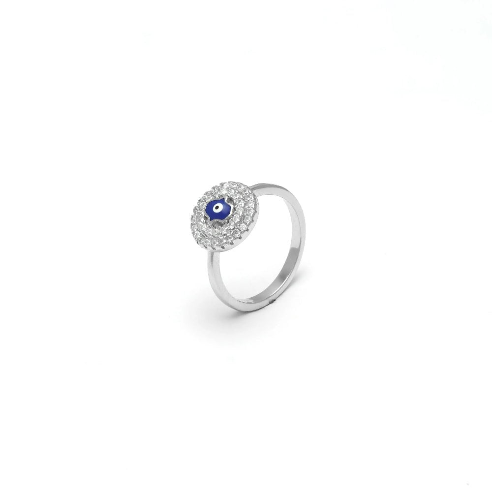 925 Silver Nazar Centre Diamond Ring - 925 sterling silver ring by Tassya Silver