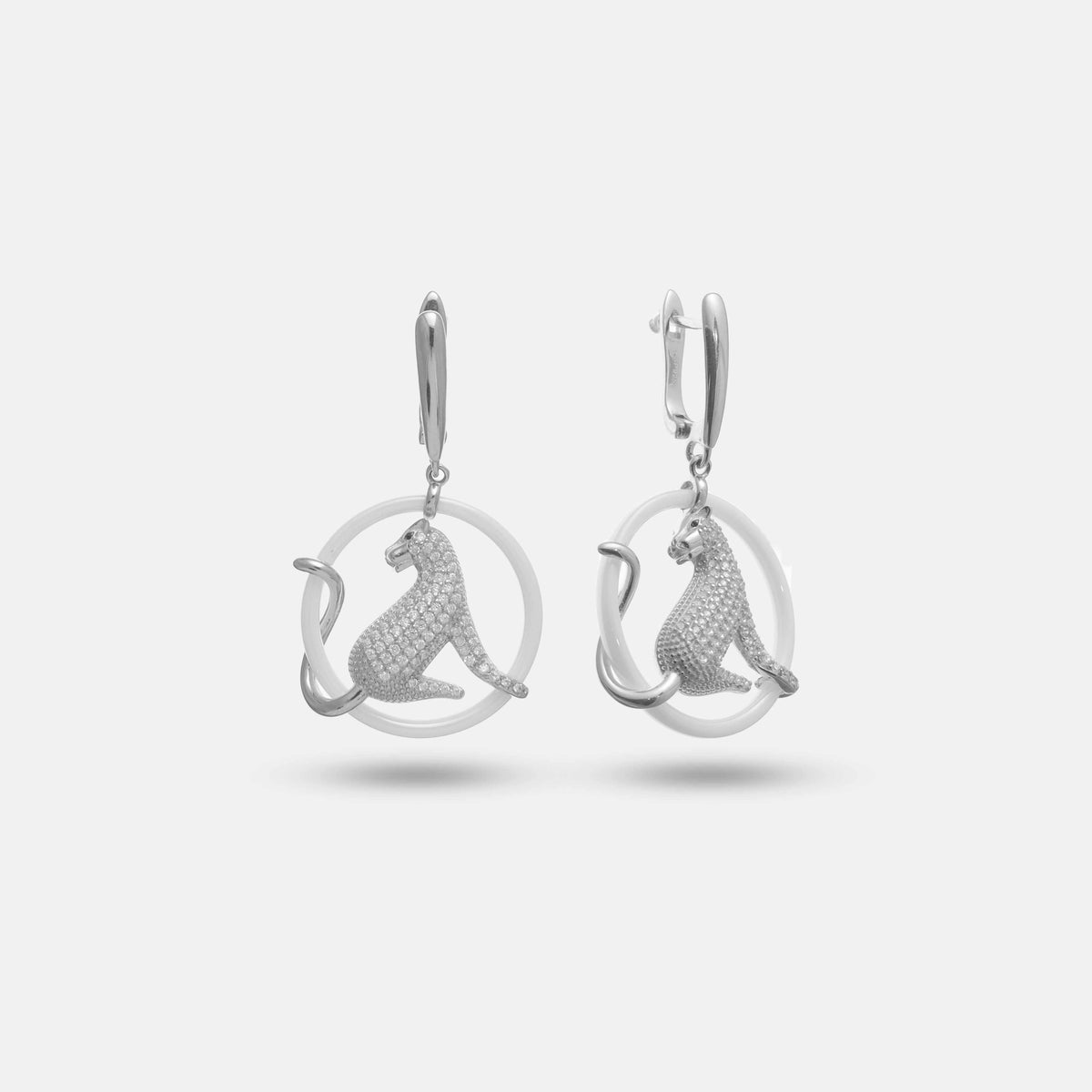 925 Silver Panthera Halo Hoop Earrings - 925 sterling silver earrings by Tassya Silver