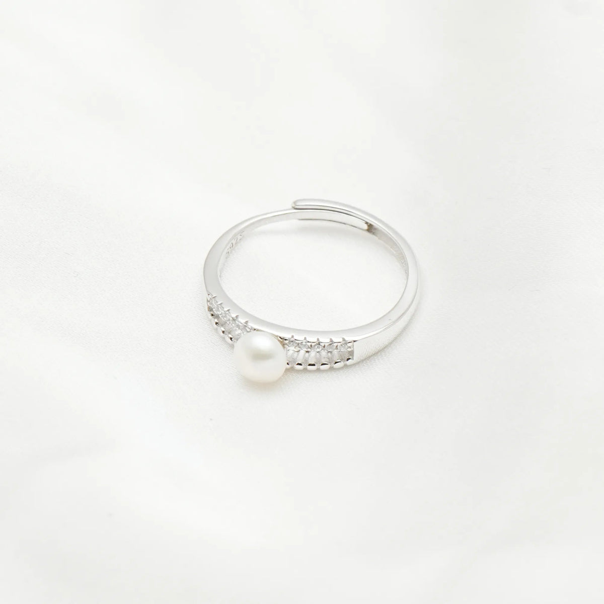 925 Silver Paved Pearl Stream Ring - 925 sterling silver ring by Tassya Silver