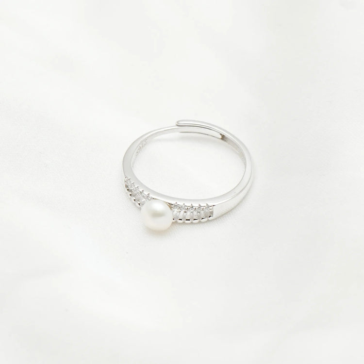925 Silver Paved Pearl Stream Ring - 925 sterling silver ring by Tassya Silver