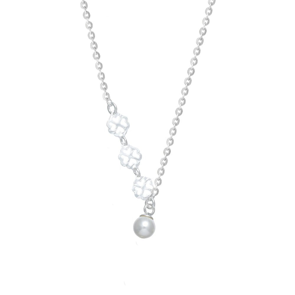 925 Silver Pearl Drop Chain Pendant - 925 sterling silver pendant by Tassya Silver