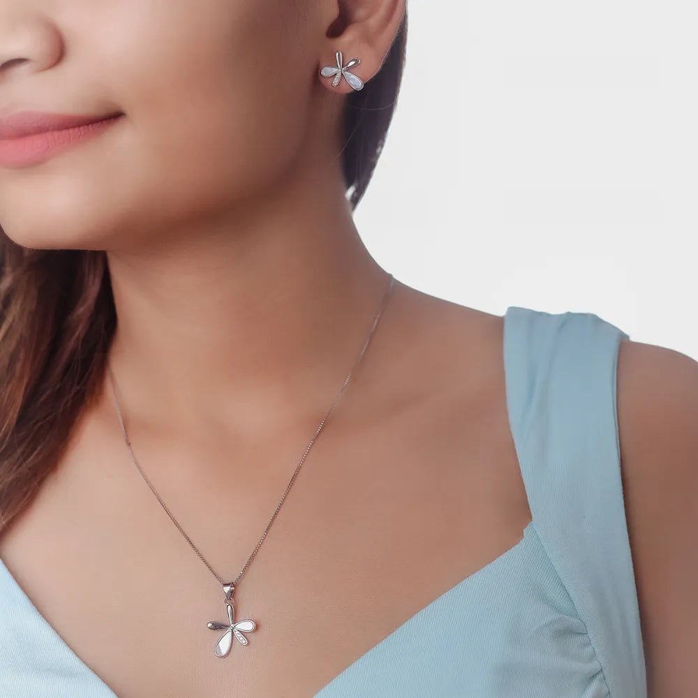 925 Silver Petal Breeze Chain Pendant Top - 925 sterling silver pendant by Tassya Silver
